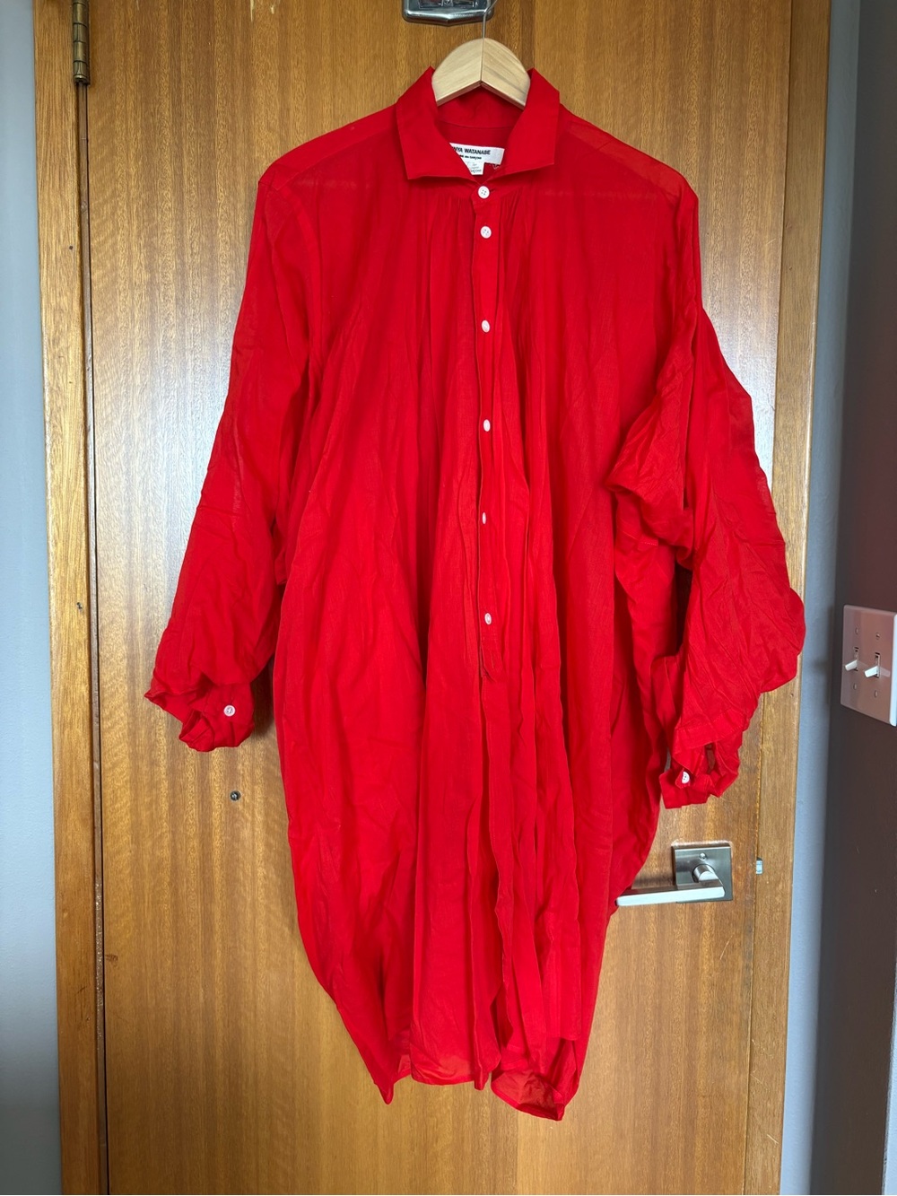 Junya Watanabe for Comme des Garcons Red Oversized Button-Up Blouse